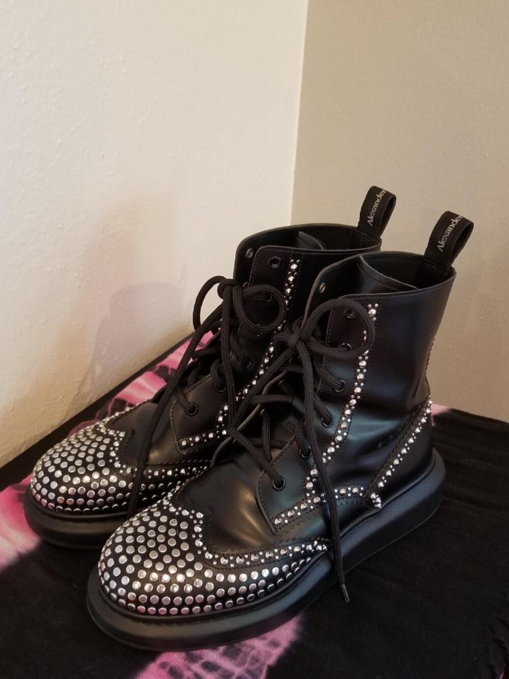 Alexander McQueen Studded Leather Platform Combat Boots size 8.5 - Picture 6 of 16